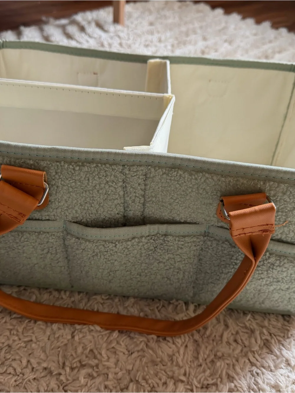 Home For Each Baby Diaper Caddy Safe Green Sherpa Tote Organizer
